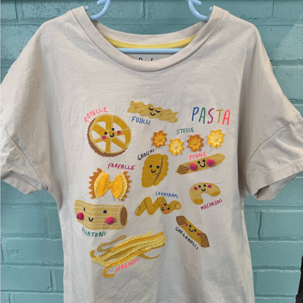 Mini Boden Cream Pasta Party T-Shirt